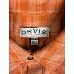 Orvis Classic Collection Mens XXL Orange Plaid Short Sleeve Button Down Shirt